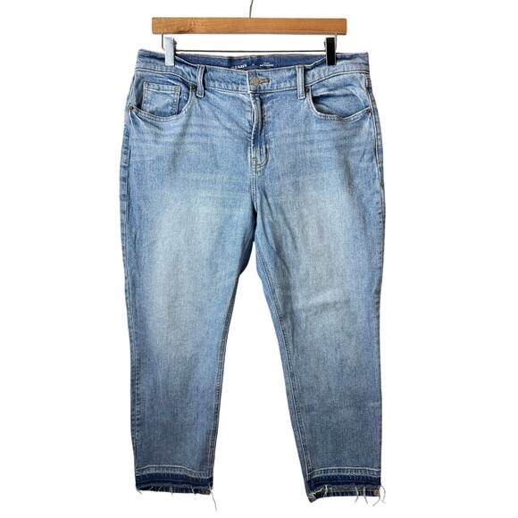 Old Navy Jeans Womens Size 12  Mid-Rise Boyfriend Raw Hem Boho Western Stretch - Picture 1 of 10
